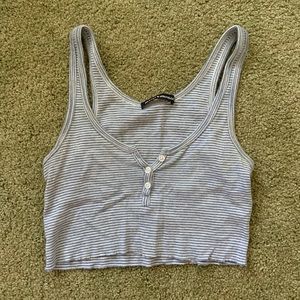 Brandy Melville blue & white button up tank top